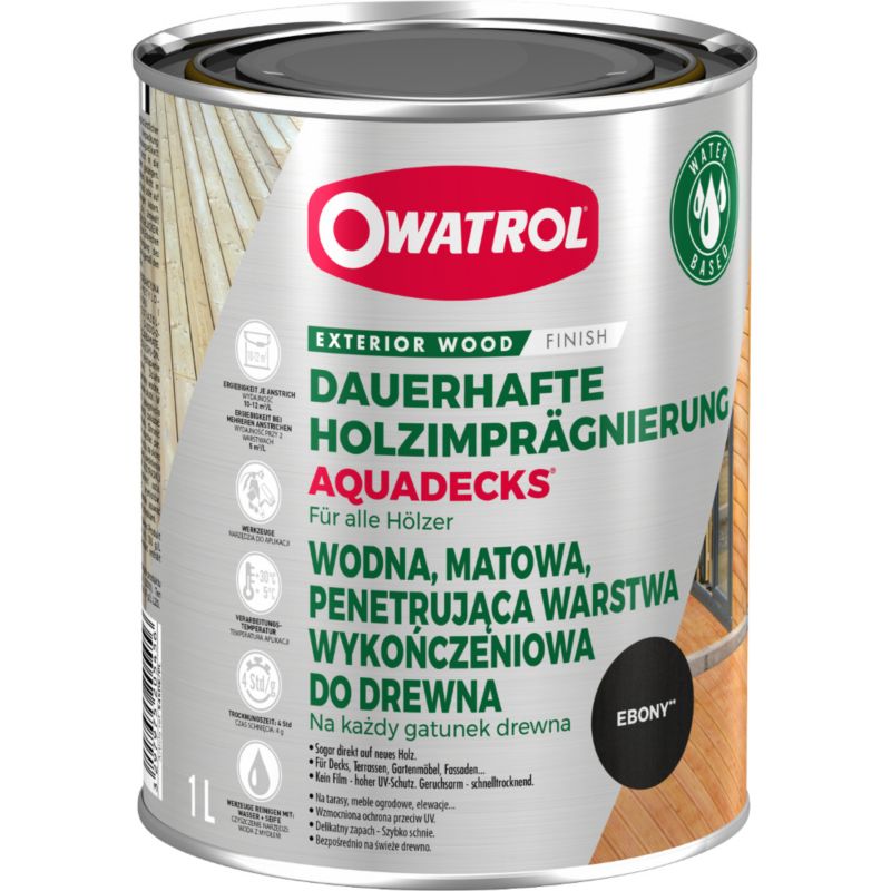 Saturator do wszystkich gatunków drewna Owatrol Aquadecks Ebony 1L 1 szt.