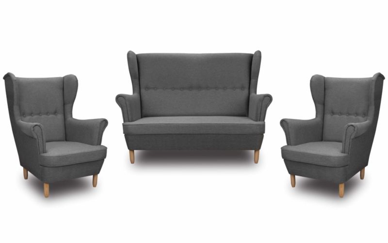Zestaw wypoczynkowy Bonni Uszak sofa + 2x fotel Grafit 1 szt.