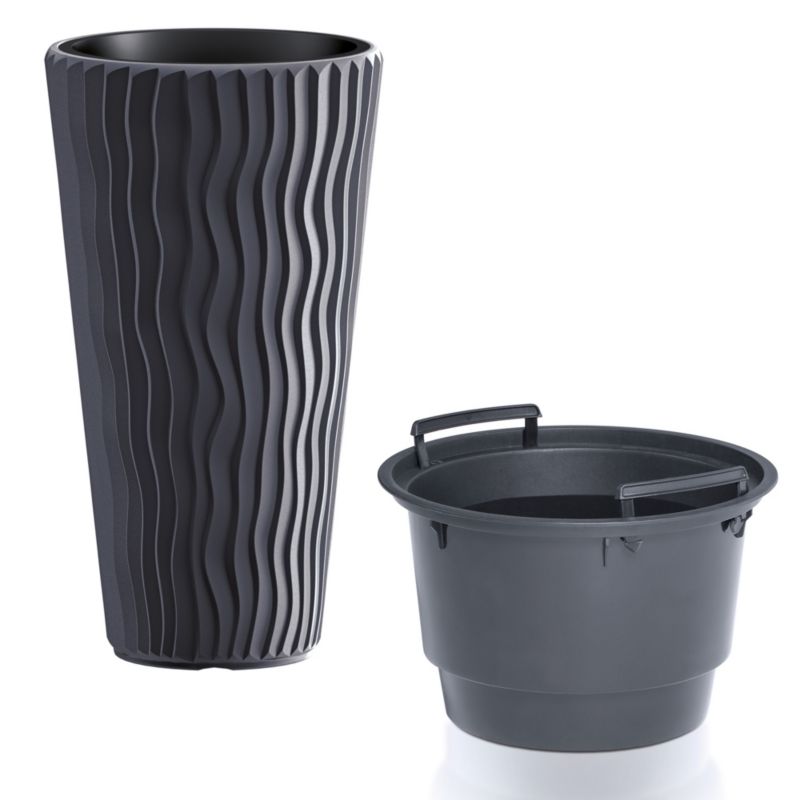 Doniczka EDANTI Ogrodowa 29,7 cm Okrągła Wysoka Na Taras Do Domu Antracytowa 1 szt.