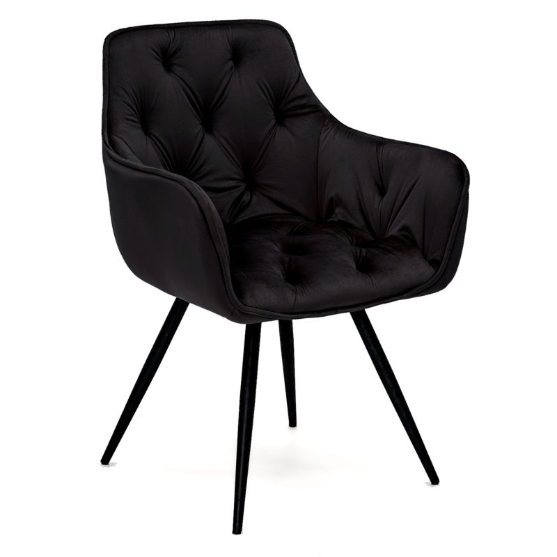 Krzesło obrotowe MebleMWM DC-0084-3 welur czarne nogi czarne 1 szt.