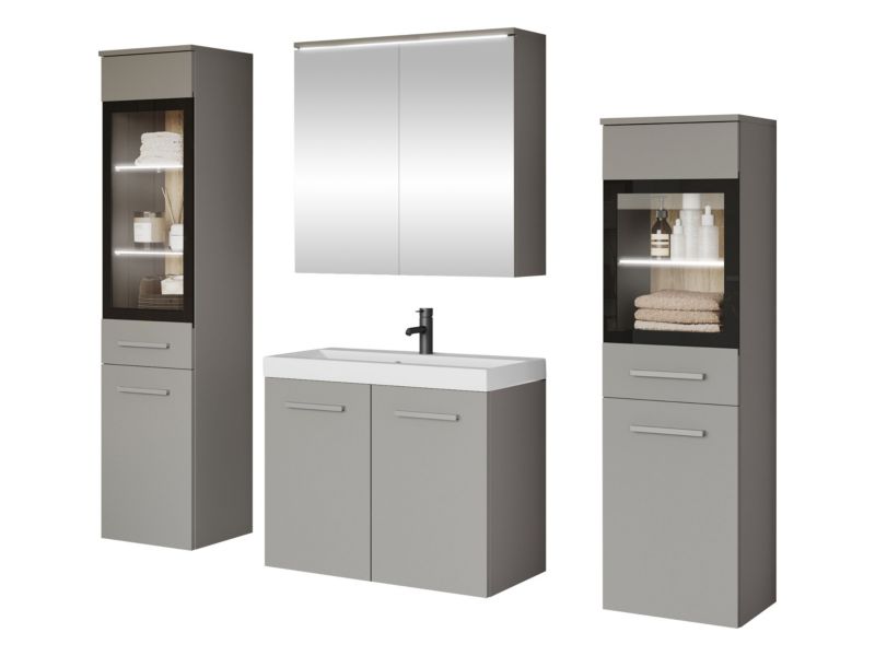 Meble łazienkowe MIRJAN 24 Madrit II z oświetleniem LED szary pallad 1 kpl.