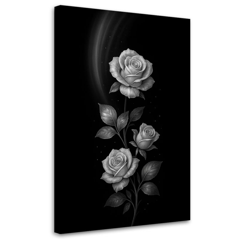 Obraz canvas do salonu sypialni Feeby Kwiaty Srebrne róże 70x100cm 1szt