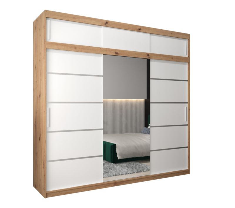 Szafa przesuwna Abiks Verona 2 250 artisan + biały z nadstawką 1 szt.