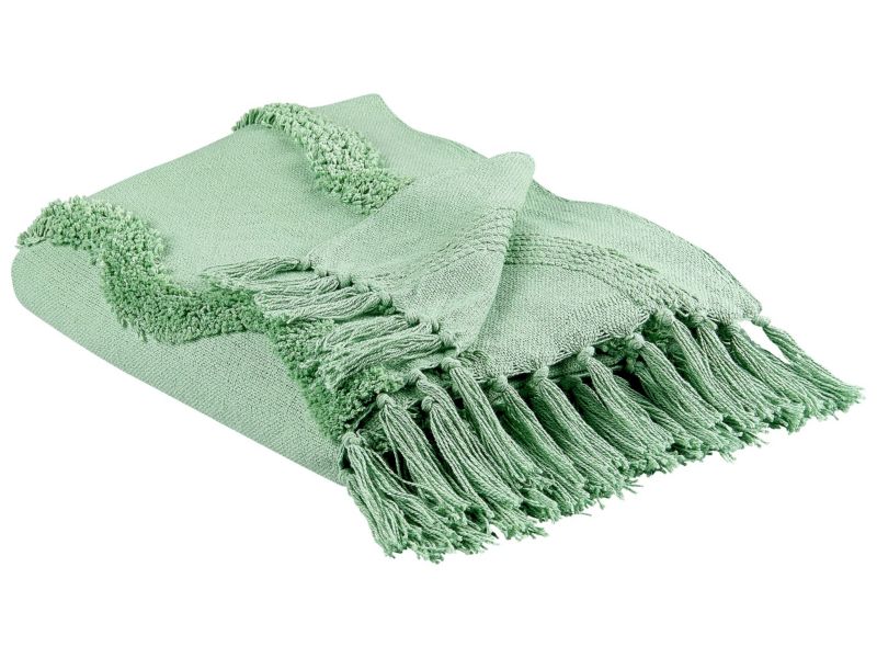 Koc Khari Bawełna 125 x 150 cm Jasnozielony 1 szt.