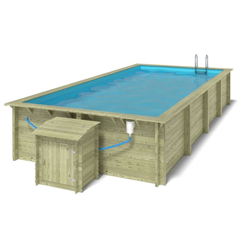 Basen drewniany Aqua ALTANKA 8,5x4,35 - H.1,45 m - z filtracją i szafką na osprzęt, BAS7309OSPI+SZA, 1szt.