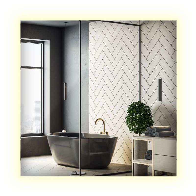 Lustro Do Sypialni Salonu Wallfluent 50 cm x 50 cm Kwadratowe Neutralne Światło LED 1 szt.