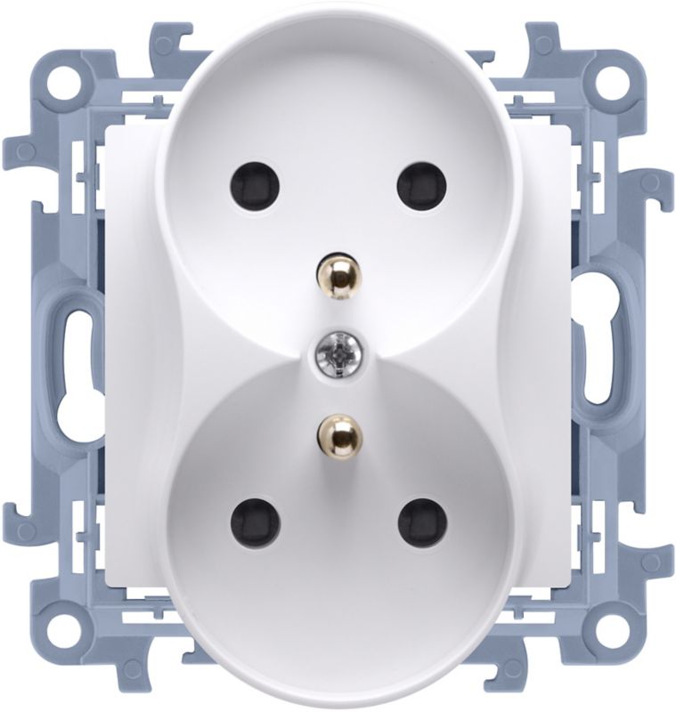 Gniazdo podwójne Kontakt-Simon S10 z uziemieniem białe
