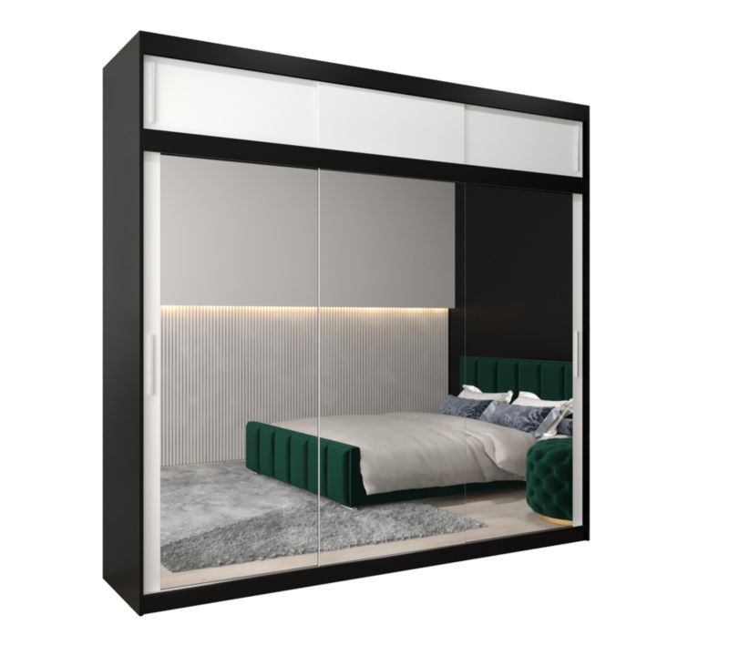 Szafa przesuwna Garderoba Abiks Tokyo 3 250 czarny + biały z nadstawką 1 szt.