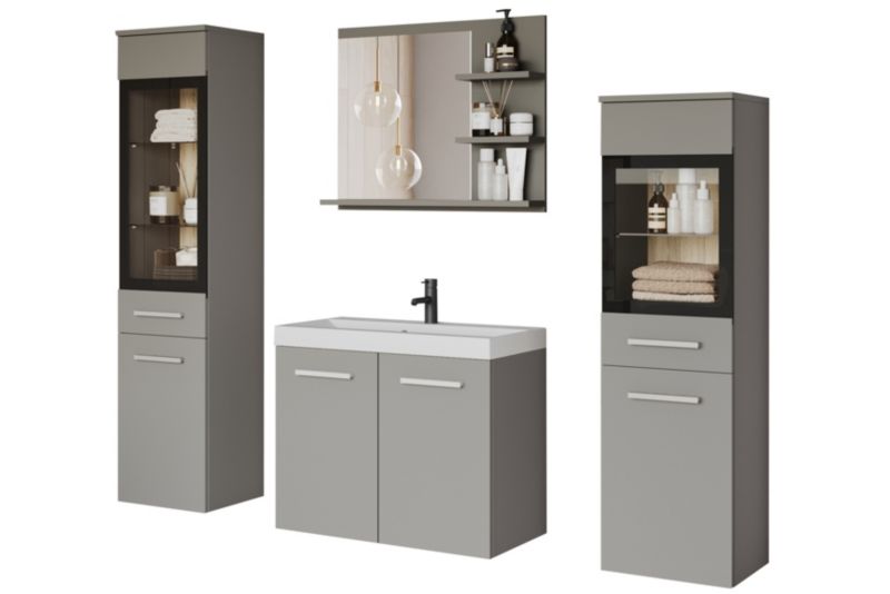 Zestaw mebli łazienkowych MINIO go for it MARIT I szary Pallad z oświetleniem LED, 1 kpl.
