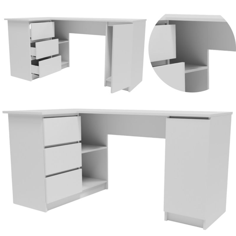 Biurko Matkam B2LEWBIA narożne lewe biały 1 szt.