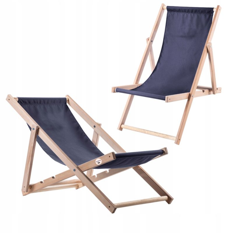 Leżak KADAX Drewniany Ogrodowy Plażowy Składany Granat Leżaki 2x Polski Producent 1szt.