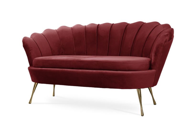 Sofa tapicerowana Bettso Muszelka na złotej nodze wygodna w stylu glamour czerwony 1szt.
