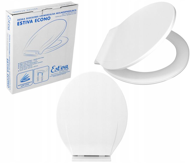 Deska sedesowa Estiva Econo wolnoopadająca polipropylenowa biała 1 szt.