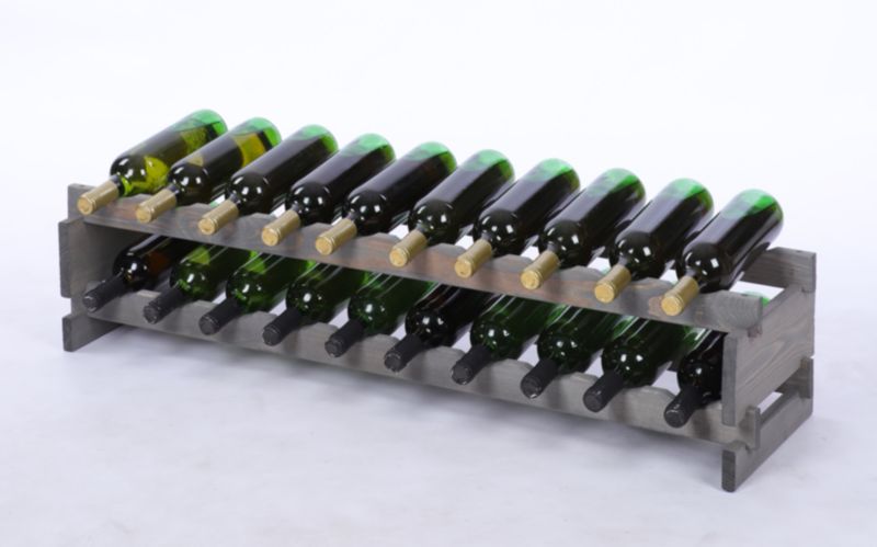 Stojak na wino MODO24 regał modułowy na butelki 2 leżnie x 10 butelek montaż bez narzędzi impregnacja szara 1 szt.