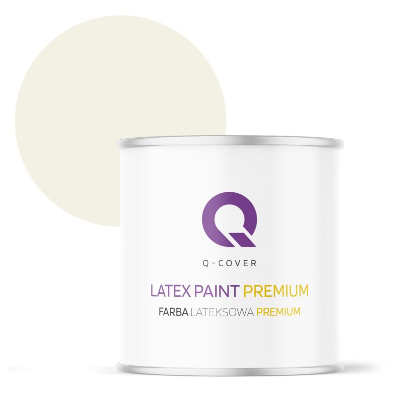Farba Lateksowa Premium Plamoodporna do Ścian i Sufitów Q-Cover Biel złamana w żółty H6984 Głęboki Mat 2L