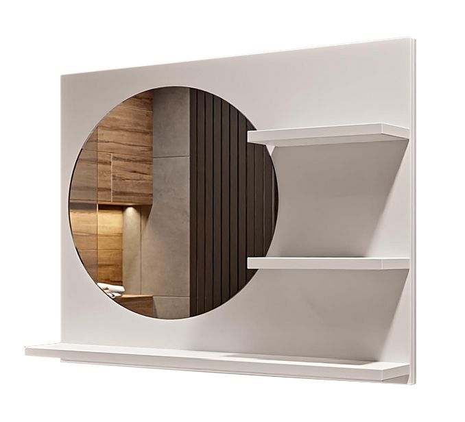 Lustro łazienkowe z półkami Better Home, 60 x 50 x 12 cm, Białe, 1 szt