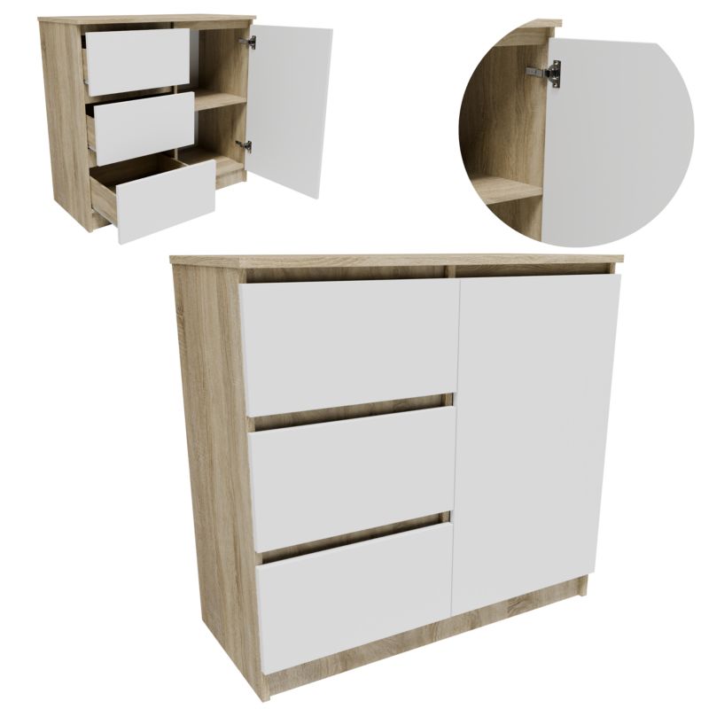 Komoda Matkam K8JER1D3S 80cm regał dąb sonoma-biały 1 szt.