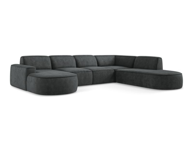 Sofa panoramiczna lewa LaMiaSofa MELISSA z tkaniny szenilowej 364x262 cm ciemny szary 1 szt.
