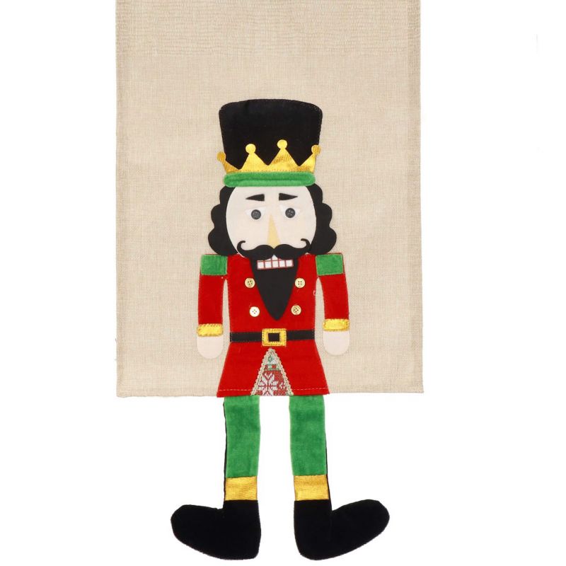 Bieżnik na stół Springos 180x33cm obrus świąteczny z dziadkiem do orzechów beżowy 1 szt.