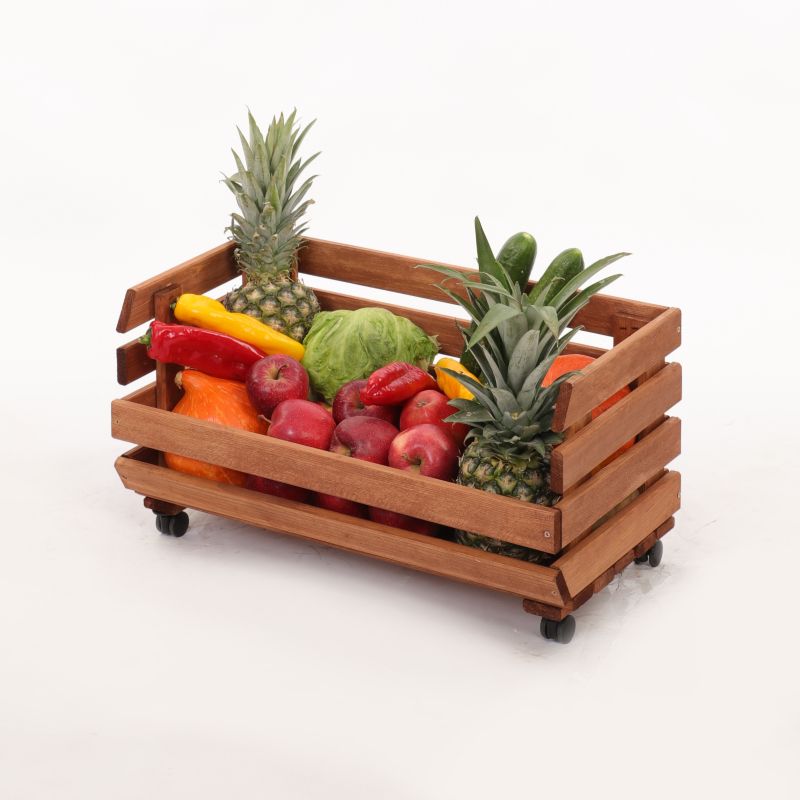 Skrzynka na warzywa i owoce MODO24 na kółkach 30x57x30 cm impregnat brązowy 1 szt