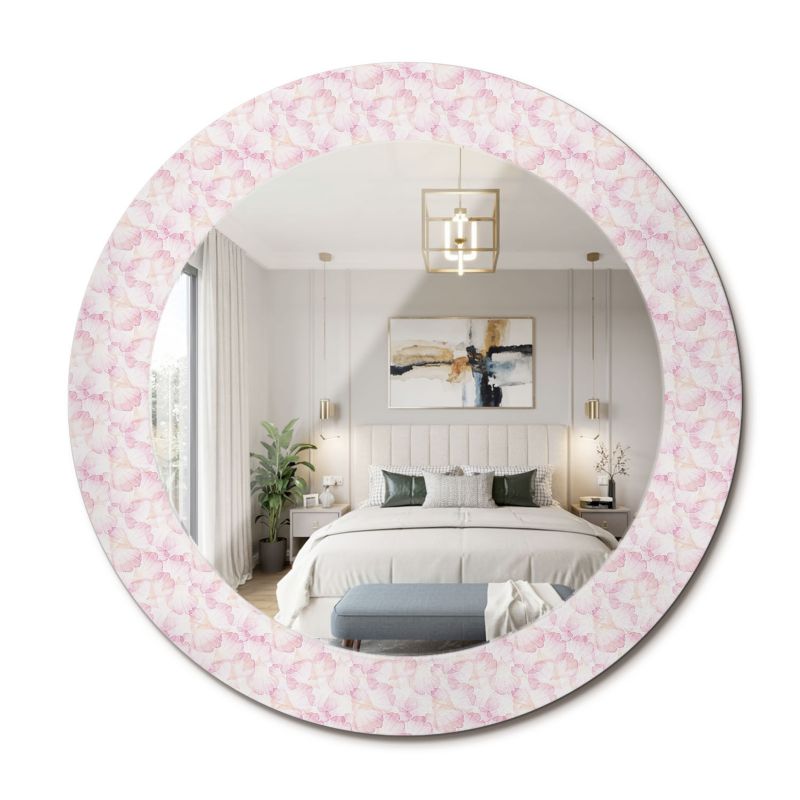 Lustro Okrągłe z Nadrukiem ArtPrintCave 60 cm Płatki Kwiatów Ozdobna Rama Szklana z Printem do Łazienki 1 szt.