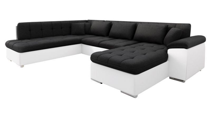 Narożnik z funkcją spania MIRJAN 24 Niko Bis prawy biała ekoskóra + grafit 1 szt.