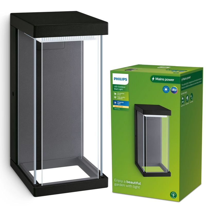 Kinkiet zewnętrzny Philips elewacyjny LED Kyrie 12W 2700K 1500lm IP44 czarny 1 szt.