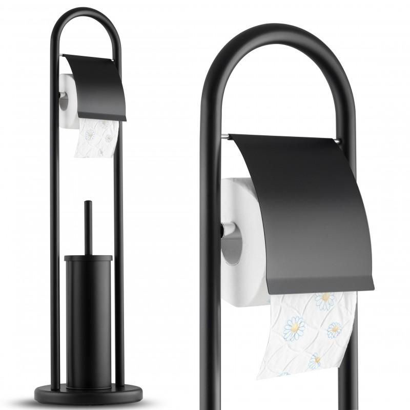Stojak LAZARO - Yoka Home na papier toaletowy i szczotkę WC uchwyt na papier czarny loft - 1 szt.
