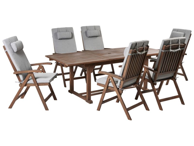 Zestaw ogrodowy dla 6 osób Amantea premium Drewno akacjowe Szary 1 kpl