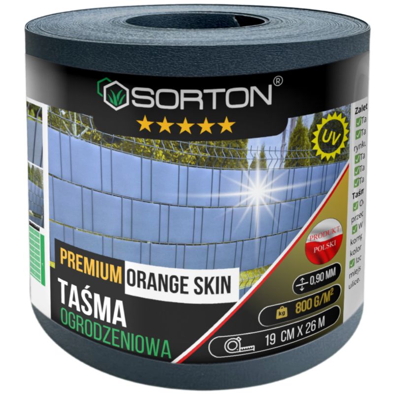 Taśma Ogrodzeniowa SORTON ORANGE SKIN 19cm x 26m RAL7016 antracyt 1szt.