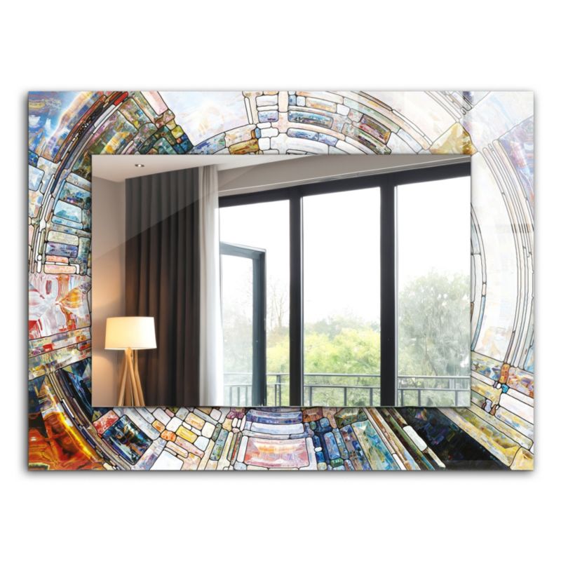 Lustro Prostokątne Tulup Abstrakcyjna Mozaika 80x60 cm Kolorowe Na Podkładzie 1 szt.