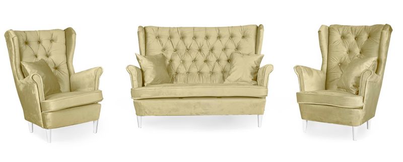 Zestaw wypoczynkowy uszak do salonu sofa fotele Family Meble Gaja beż 1szt