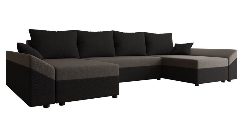 Narożnik z funkcją spania MIRJAN 24 Dante U Lux czarny + ciemny popiel 1 szt.