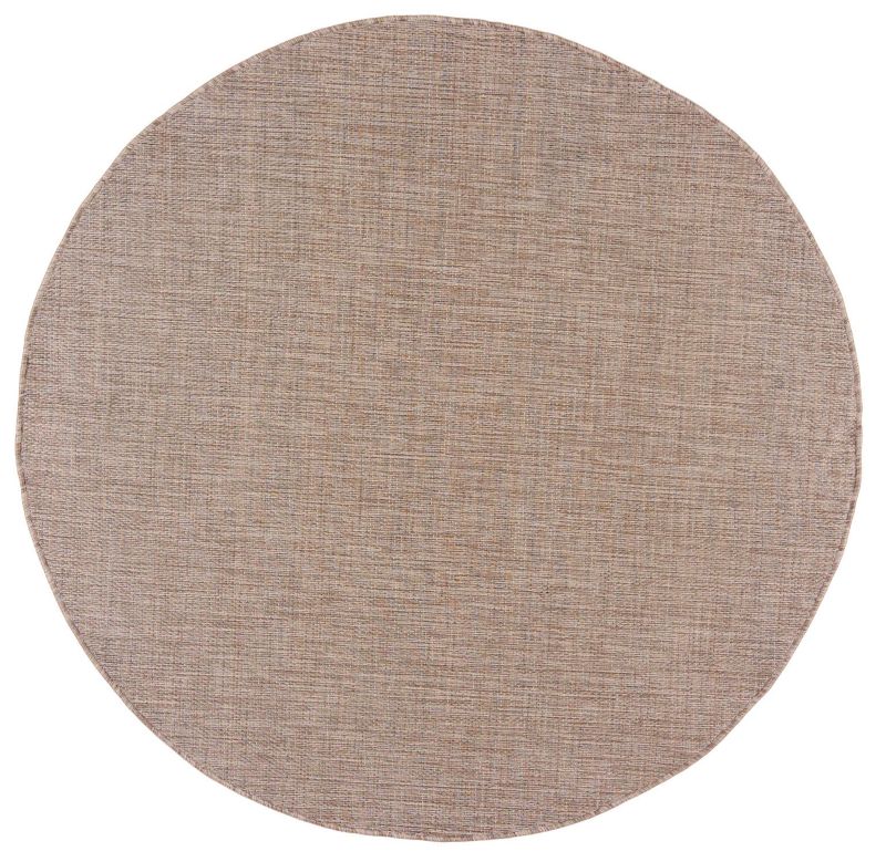 Dywan wewnętrzny/zewnętrzny Veranda Koło 6365A koło Mazovia 120x 120 cm brązowy motyw jednokolorowy krótki włos 1 szt.