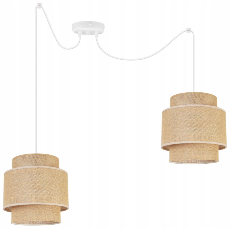 Lampa sufitowa wisząca Light Home LH Boho Juta Pająk 2x E27 60W naturalny/biały 1szt.