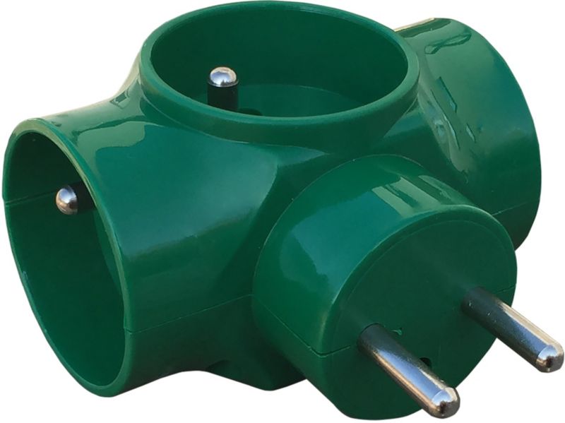 Rozgałęźnik Elgotech 3 x 2 P+Z 16 A 250 V zielony