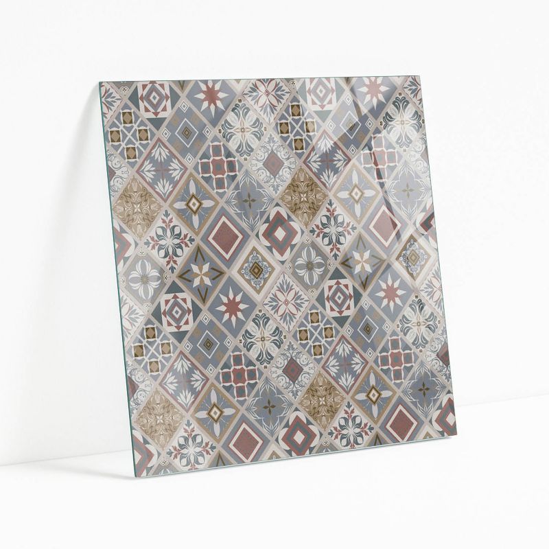 Blat Szklany z Nadrukiem Wallfluent 50x50 cm Mozaikowe wzory z ozdobami 1 szt.