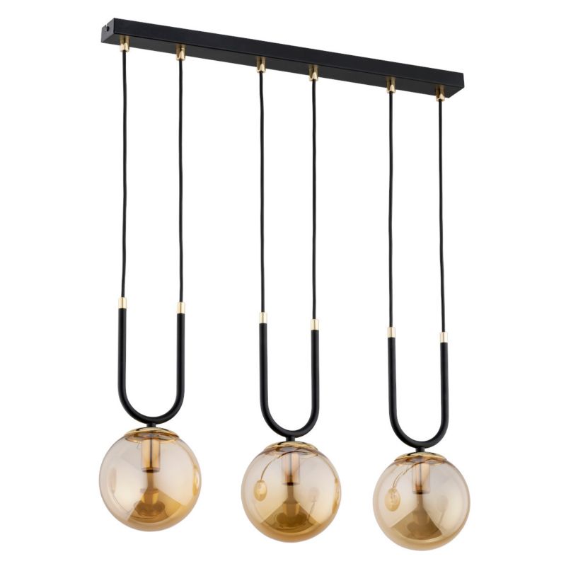 Lampa wisząca Alfa Gemma 3590 czarno-bursztynowy-złota nad stół 3xE14 x 10W 1 szt.