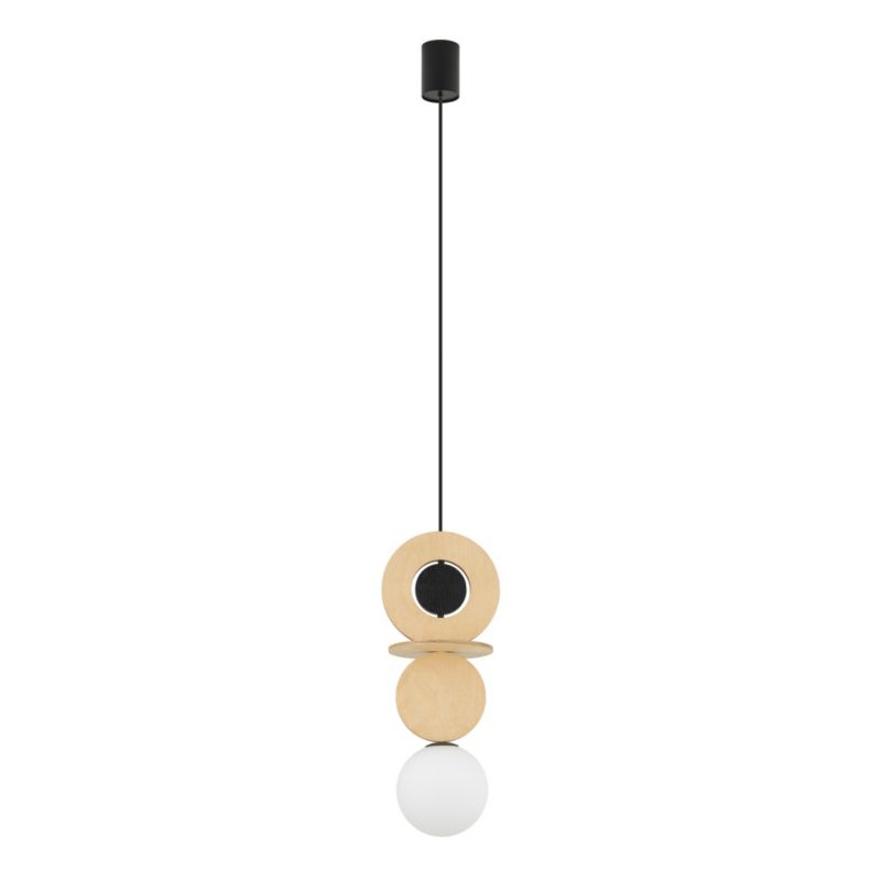Lampa wisząca Nowodvorski Lighting Drops Wood A naturalne drewno-biała-czarna wym: 216,5 x 16 x 16 cm 1xG9 x 12W 1 szt.