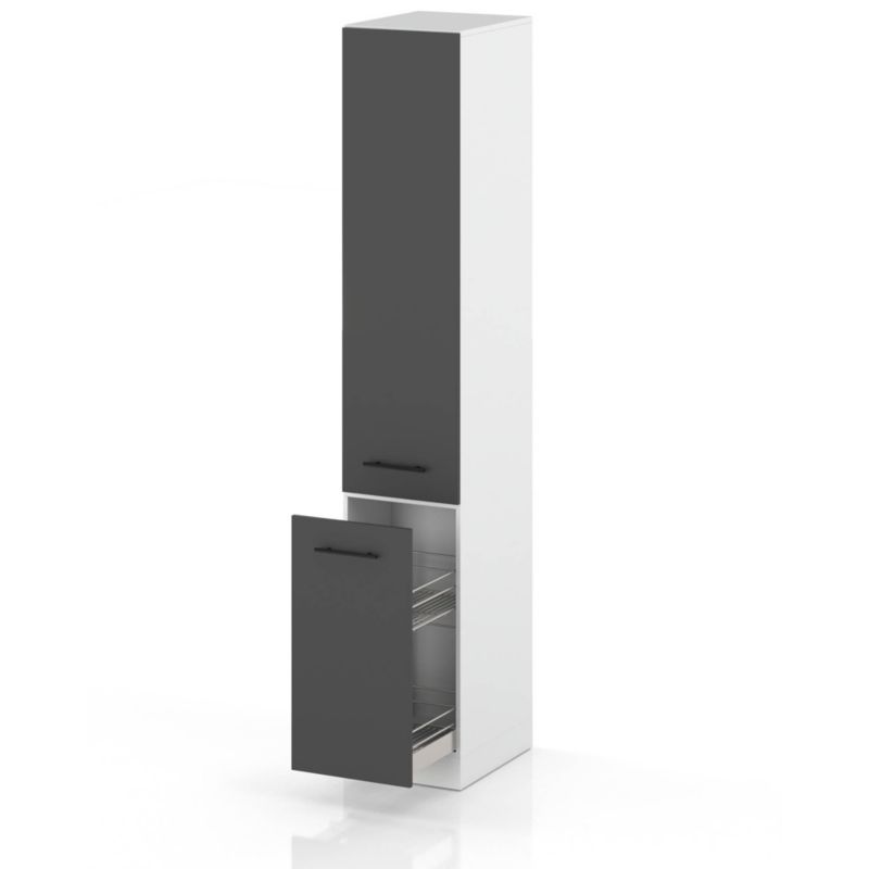 Szafka Kuchenna Hurtownia-Mebli Stojąca Cargo S30 CARGO sPremium 30cm Biały Mat Szary Mat 30x58x211 cm 1szt.