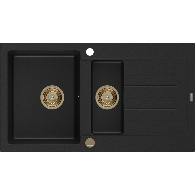 Zlewozmywak granitowy wpuszczany Mexen Matias 1,5-komorowy czarny nakrapiany 900x505mm - 6502901505-76-B 1 szt.