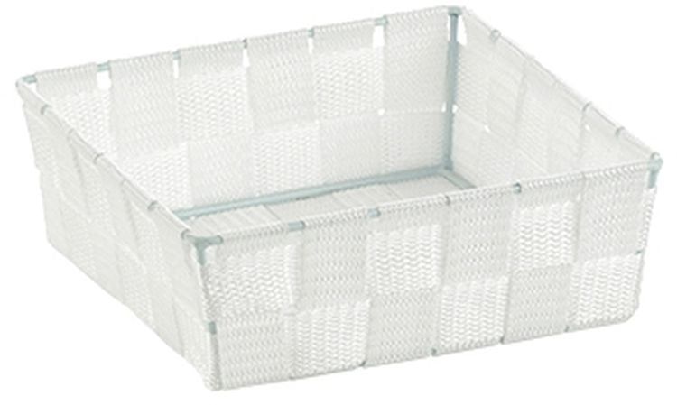 Koszyk łazienkowy Kela Alvaro biały 19x19 cm, taśma PP, 1 szt.