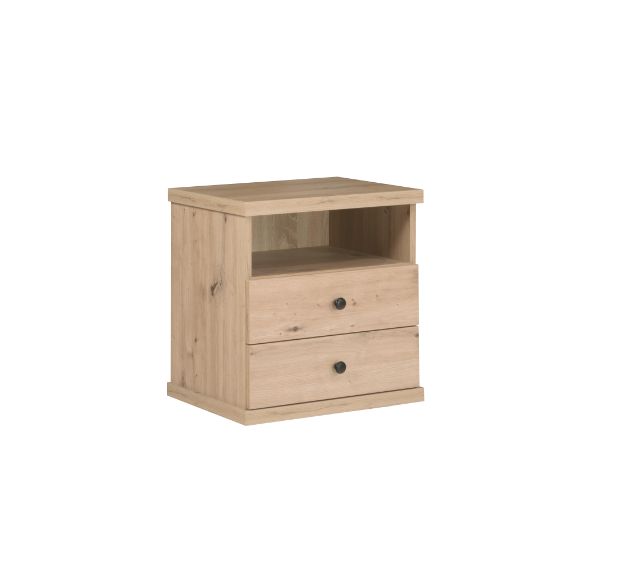 Szafka nocna Furnidea 48 cm z szufladami dąb artisan czarny lamelowy CAMPA 1 szt.