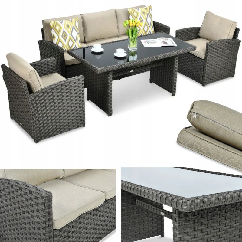 Zestaw Mebli Ogrodowych Focus Garden Technorattan Borneo Sofa Stół Brąz 1 szt