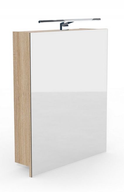 Szafka łazienkowa z lustrem Better Home, 50 x 60 x 14 cm, Oświetlenie LED, Dąb sonoma, 1 szt.