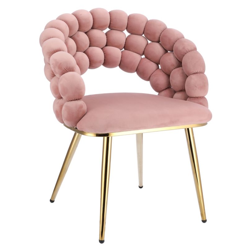 Krzesło welurowe JUMI eleganckie tapicerowane Fotel ozdobny BELLA do jadalni salonu różowe 1 szt.
