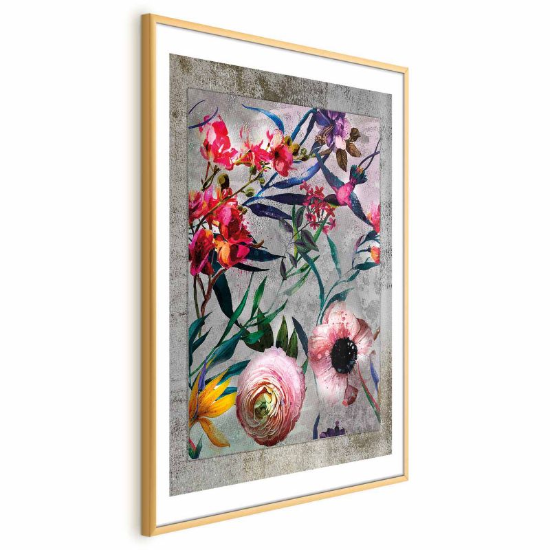 Plakat Artgeist Rustykalne kwiaty 60x90 cm z ramą złotą 1 szt