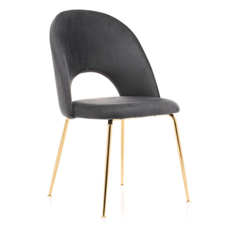 Krzesło Glamour MebleMWM KC-903-2 welur popiel nogi złoty 1 szt.