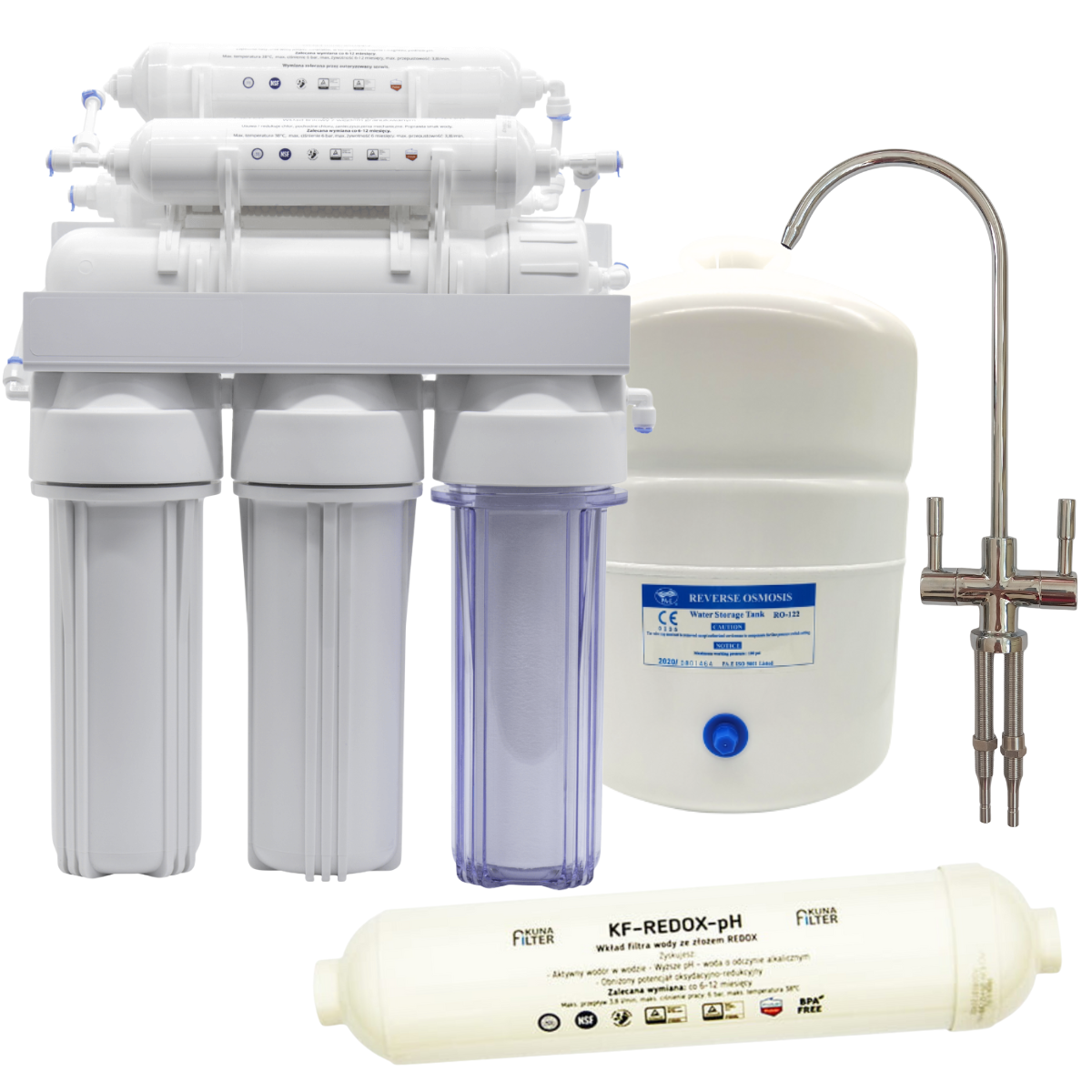 Kuna Filter RO-7 Redox, odwrócona osmoza, filtr do wody. Ekonomiczny filtr osmotyczny z jonizacją wody.