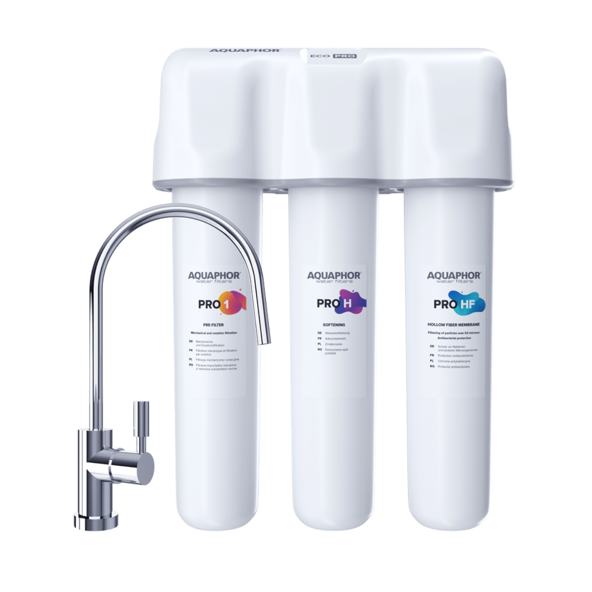 Filtr zmiękczający pod zlew Aquaphor Eco H Pro. Wydajny filtr wody o niewielkich rozmiarach. Zestaw z kranem.